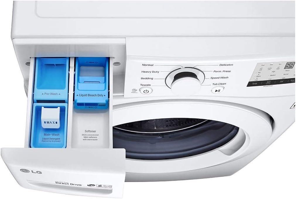 LG WM3400CW 4.5cuft Front-Load Washer – High-Efficiency, LoDecibel™ Quiet Operation, 6Motion™ Technology, White