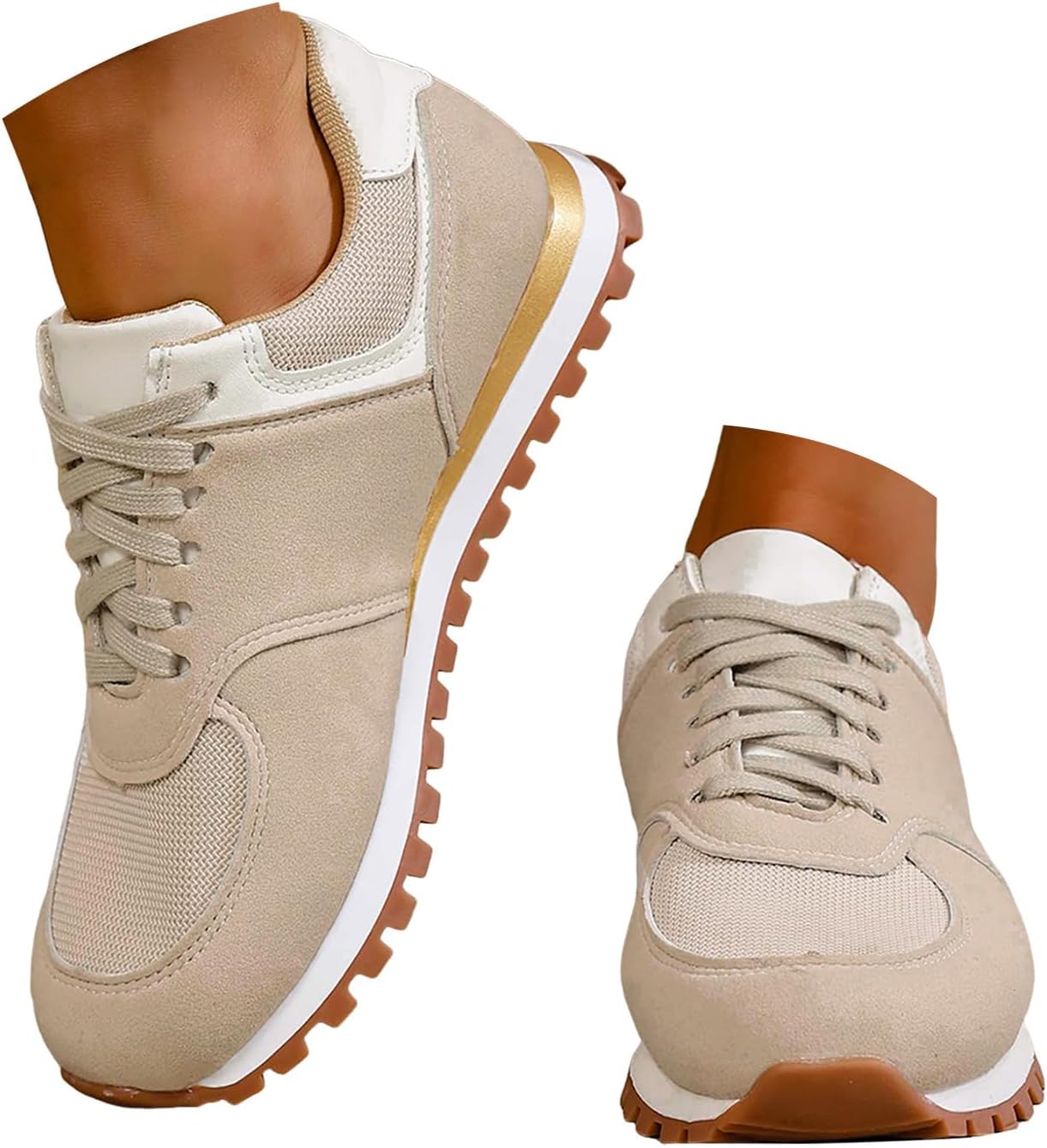 Orthopedic Walking Shoes for Women Breathable Mesh Lace Up Lightweight Cushioned Non Slip Casual Sneakers Arch Support Thick Sole Gym Travel Daily Wear Outdoor Exercise Commute Shopping Footwear