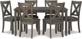 Signature Design by Ashley Caitbrook Rustic 7-Piece Dining Set – Rectangular Table with 6 X-Back Upholstered Chairs, Gray
