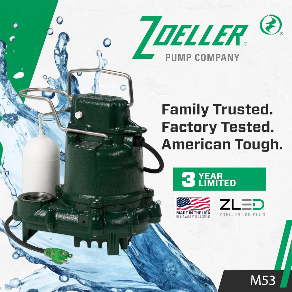 M53 Mighty-mate Submersible Sump Pump, 1/3 Hp