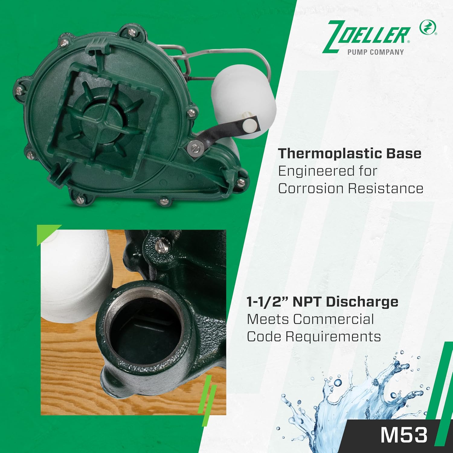 M53 Mighty-mate Submersible Sump Pump, 1/3 Hp